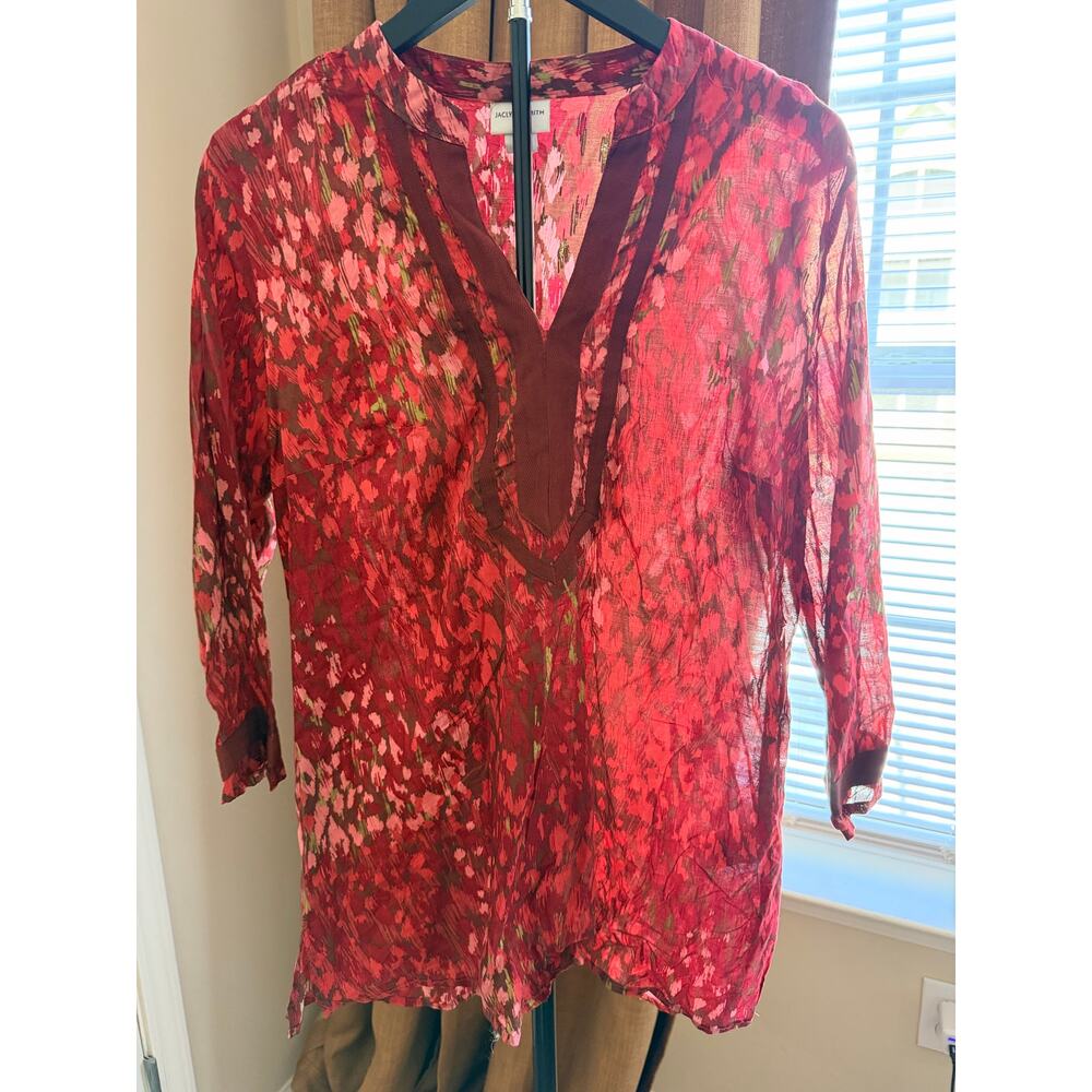 3 for $9 Jaclyn Smith Red 100% Cotton Tunic V Neck L EUC
